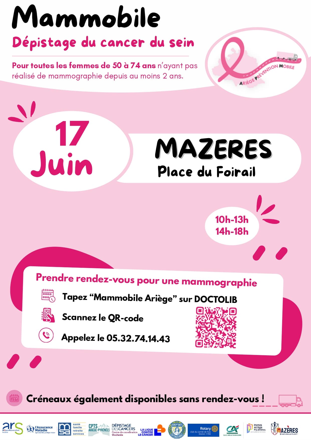 🚑 Dépistage du cancer du sein à Mazères !