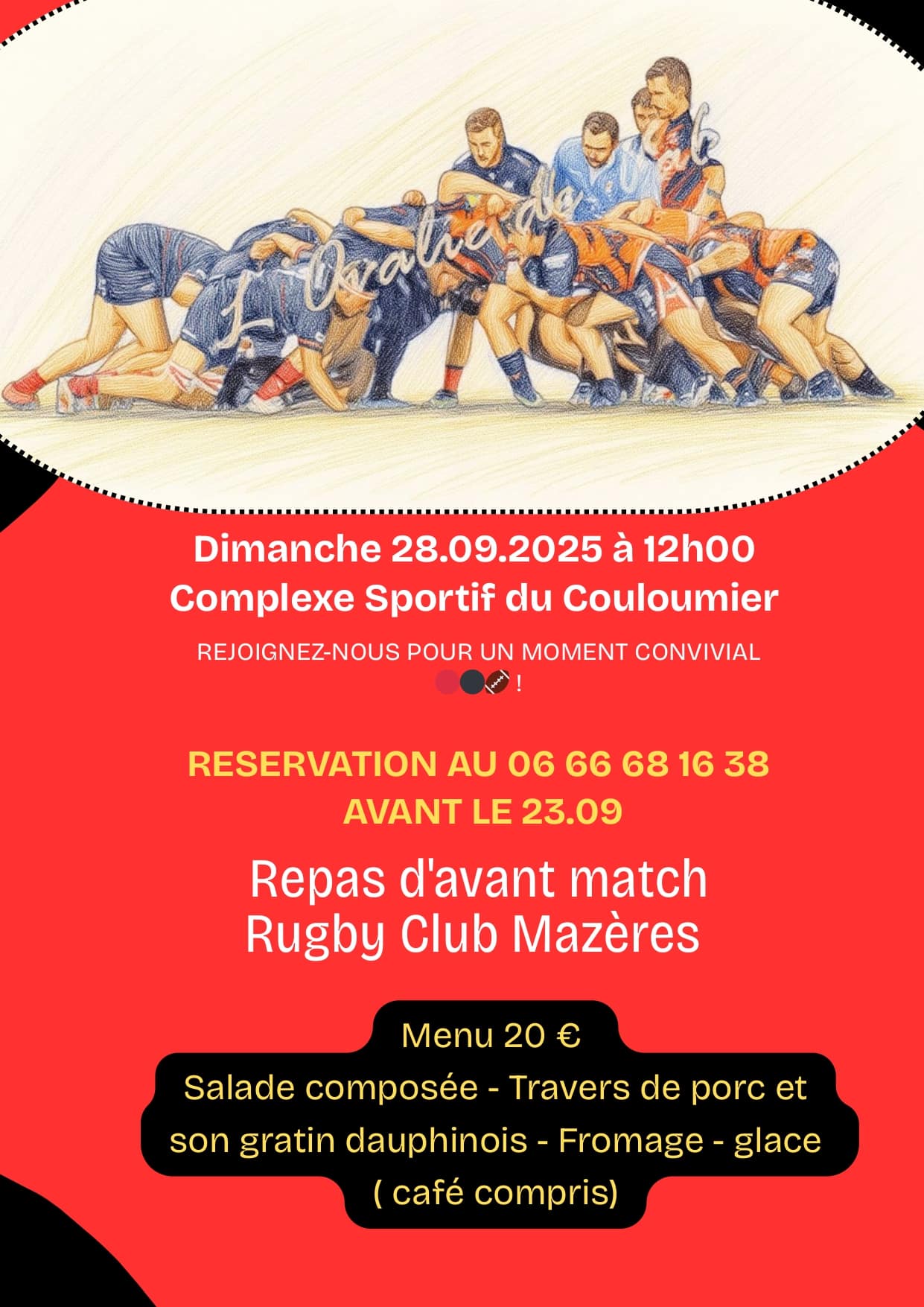 Repas d&rsquo;avant-match du Rugby Club Mazères