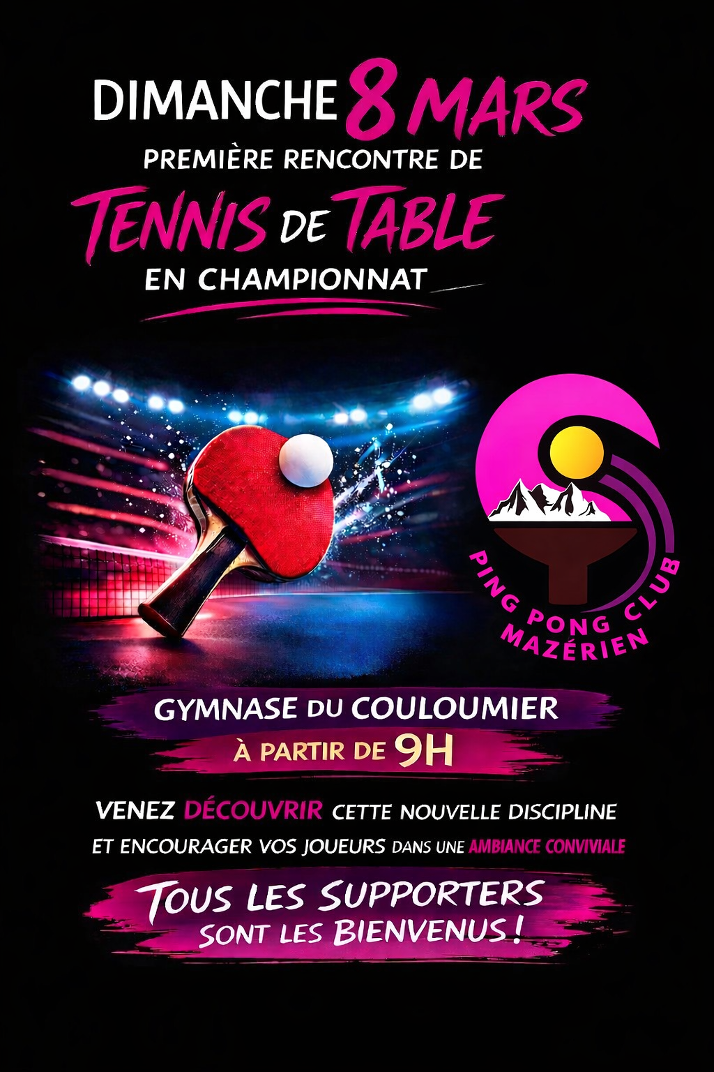 1ère compétition de Tennis de Table
