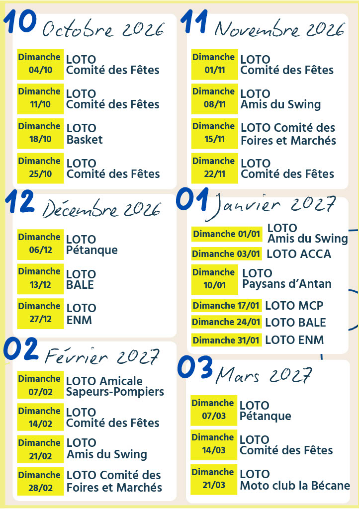 Calendrier des Lotos
